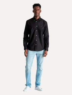 Camisa Tommy Hilfiger Masculina Regular Core Oxford Preta
