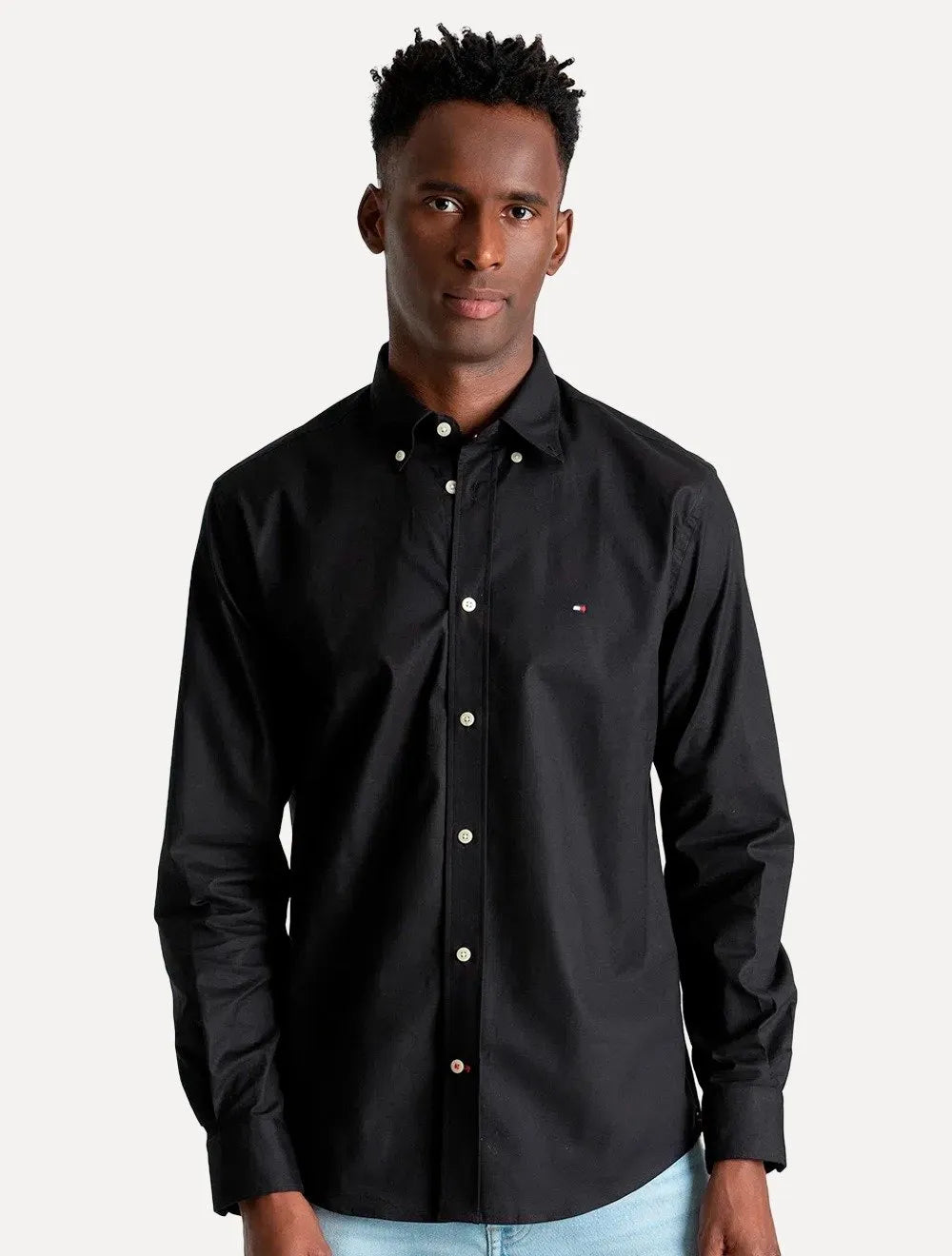 Camisa Tommy Hilfiger Masculina Regular Core Oxford Preta