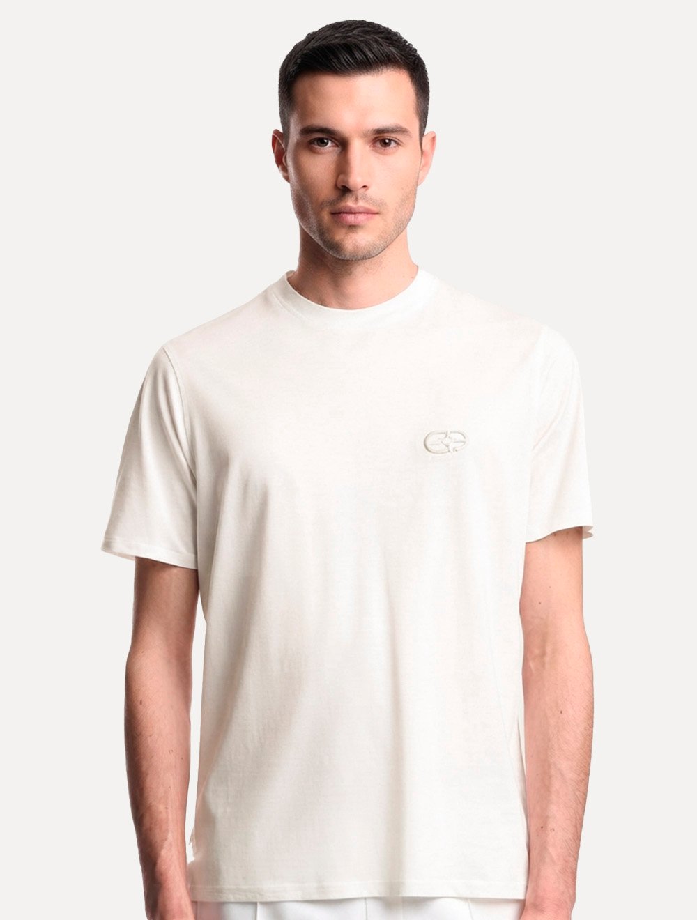 Camiseta Emporio Armani Masculina Lyocell Embroidery Logo Off-White