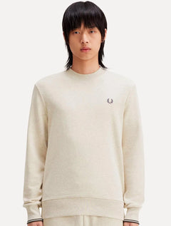 Moletom Fred Perry Masculino Crewneck Laurel Off-White Mescla