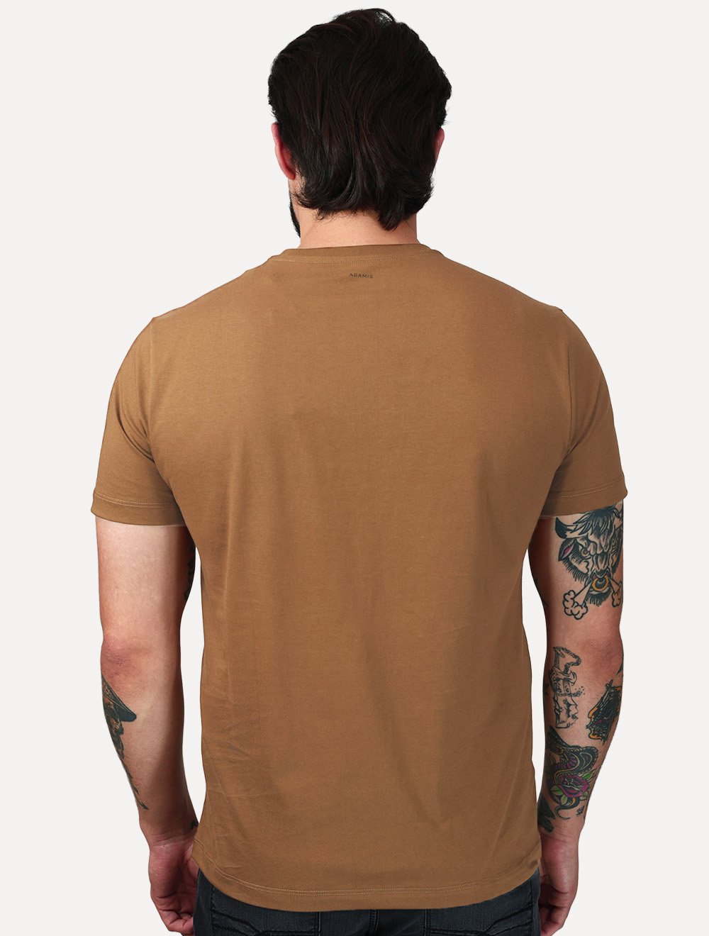 Camiseta Aramis Masculina Basic Lisa Mono Icon Marrom Médio