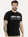 Camiseta John John Masculina Regular Logo Shadow Repeat Preta