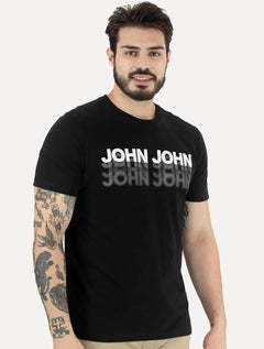 Camiseta John John Masculina Regular Logo Shadow Repeat Preta