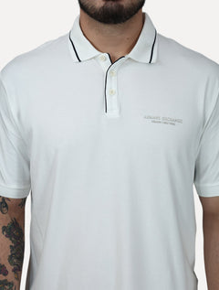 Polo Armani Exchange Masculina Regular Fit Jersey Off White