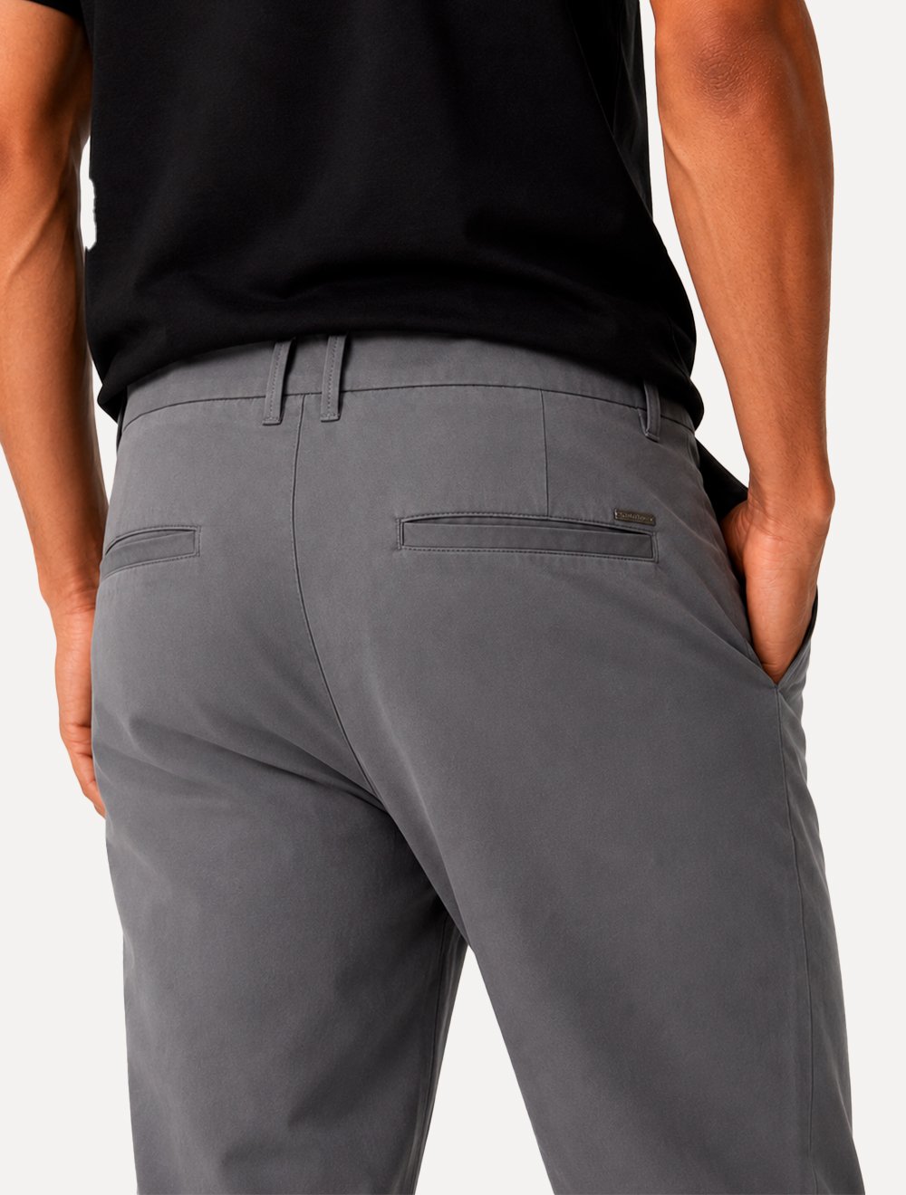 Calça Calvin Klein Masculina Alfaiataria Chino Chumbo
