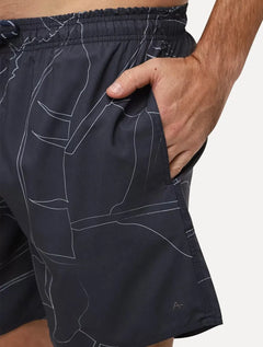 Short Aramis Masculino D'Água Elastico Estampado Traços Azul Marinho