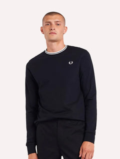 Camiseta Fred Perry Masculina Regular Manga Longa Twin Tipped Preta