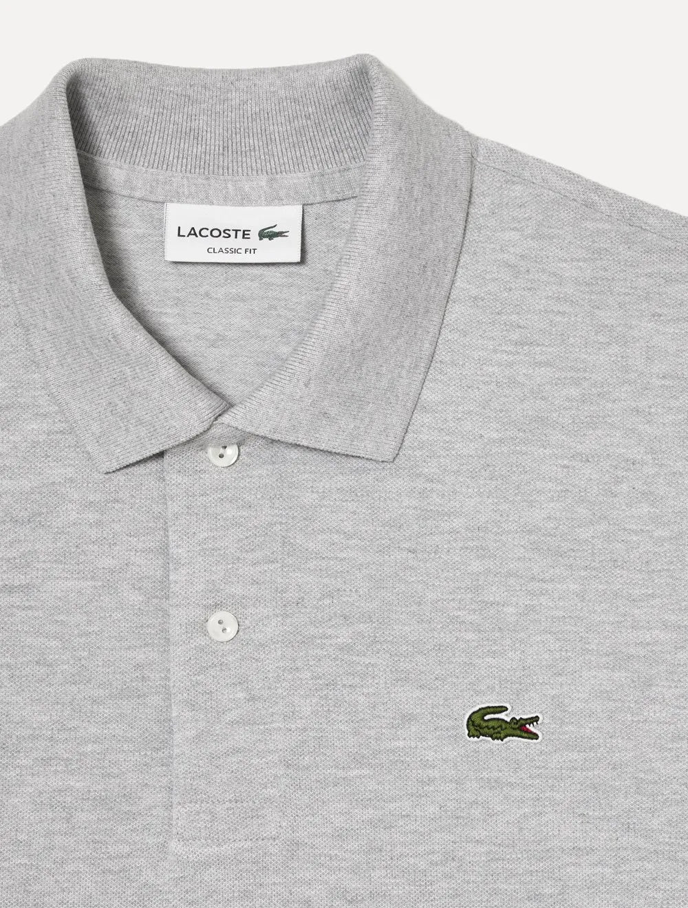 Polo Lacoste Masculina Classic Fit Mescla Cinza Mescla Claro