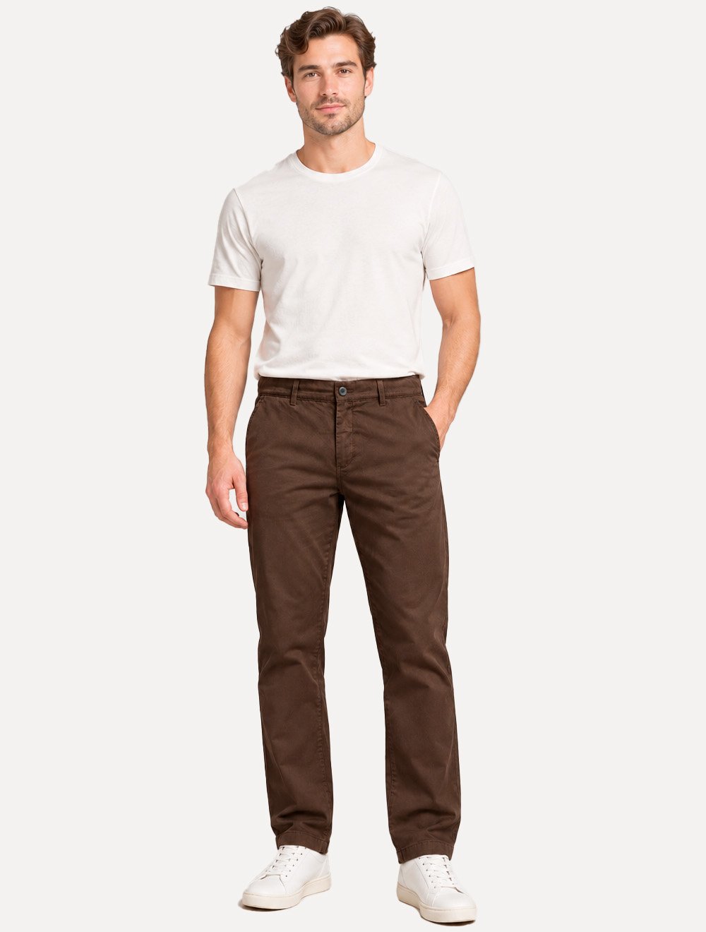 Calça Calvin Klein Jeans Masculina Viscose Linho Botão Marrom