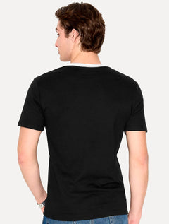 Camiseta John John Masculina Slim Fit Suedine Contrast Preto