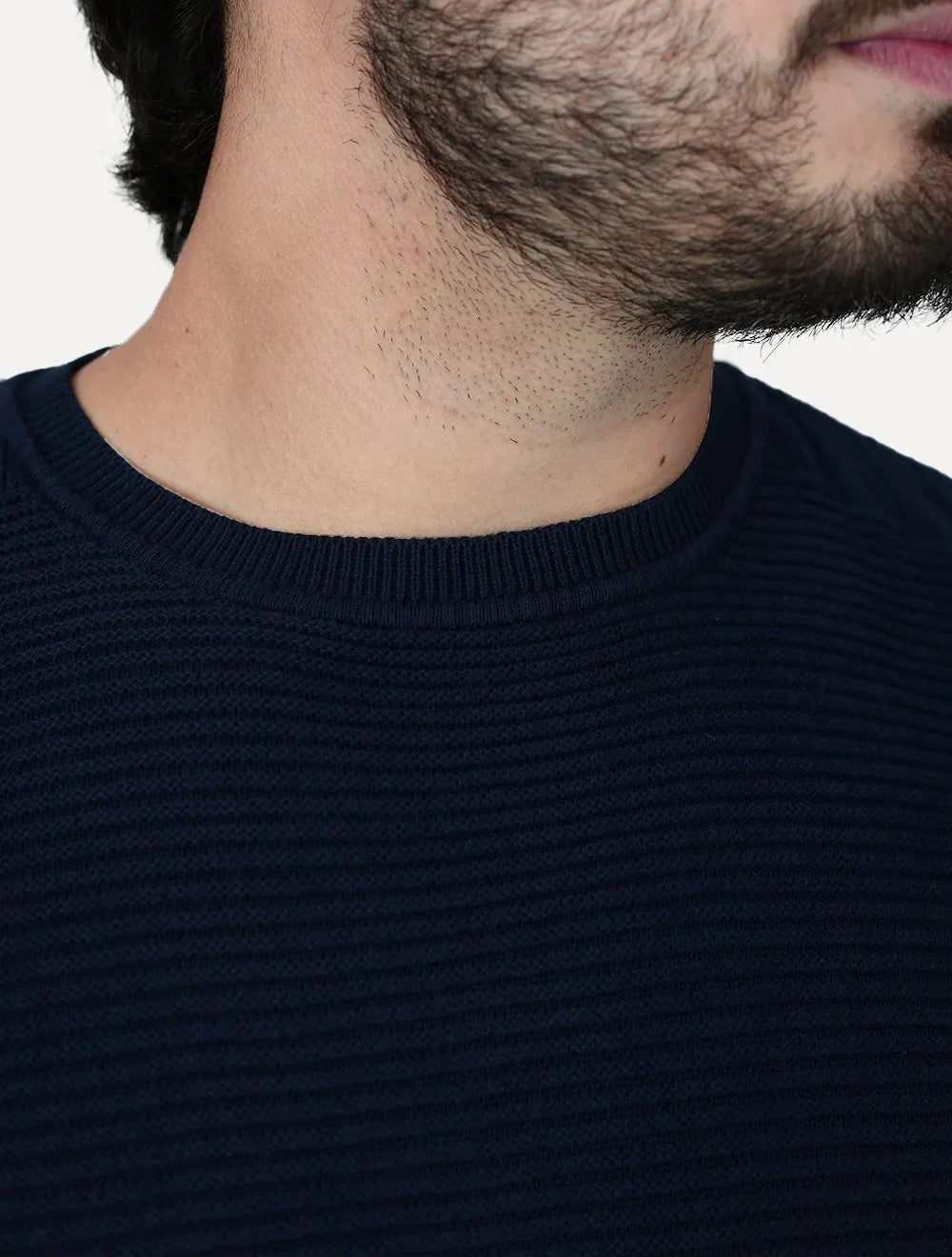 Suéter Dixen Masculino Tricot Straight Braids Azul Marinho