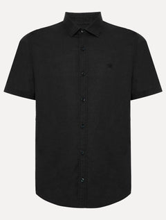 Camisa John John Masculina Regular Manga Curta Rustic Mono Logo Preta