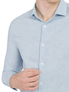 Camisa Aramis Masculina Regular Linho Algodão Azul Claro