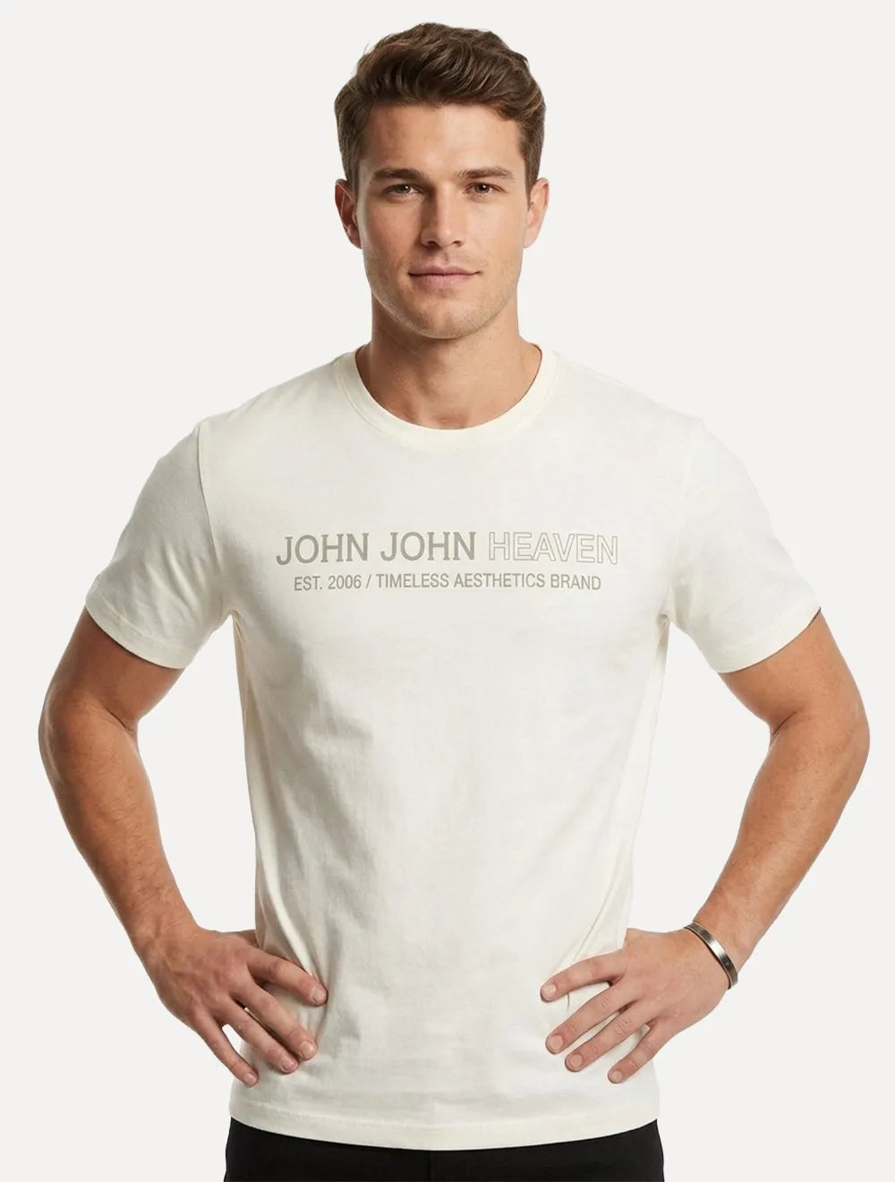 Camiseta John John Masculina Slim Fit United On And Off White