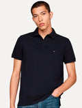 Polo Tommy Hilfiger Masculina Regular Piquet Colour-Blocked Back Azul Marinho
