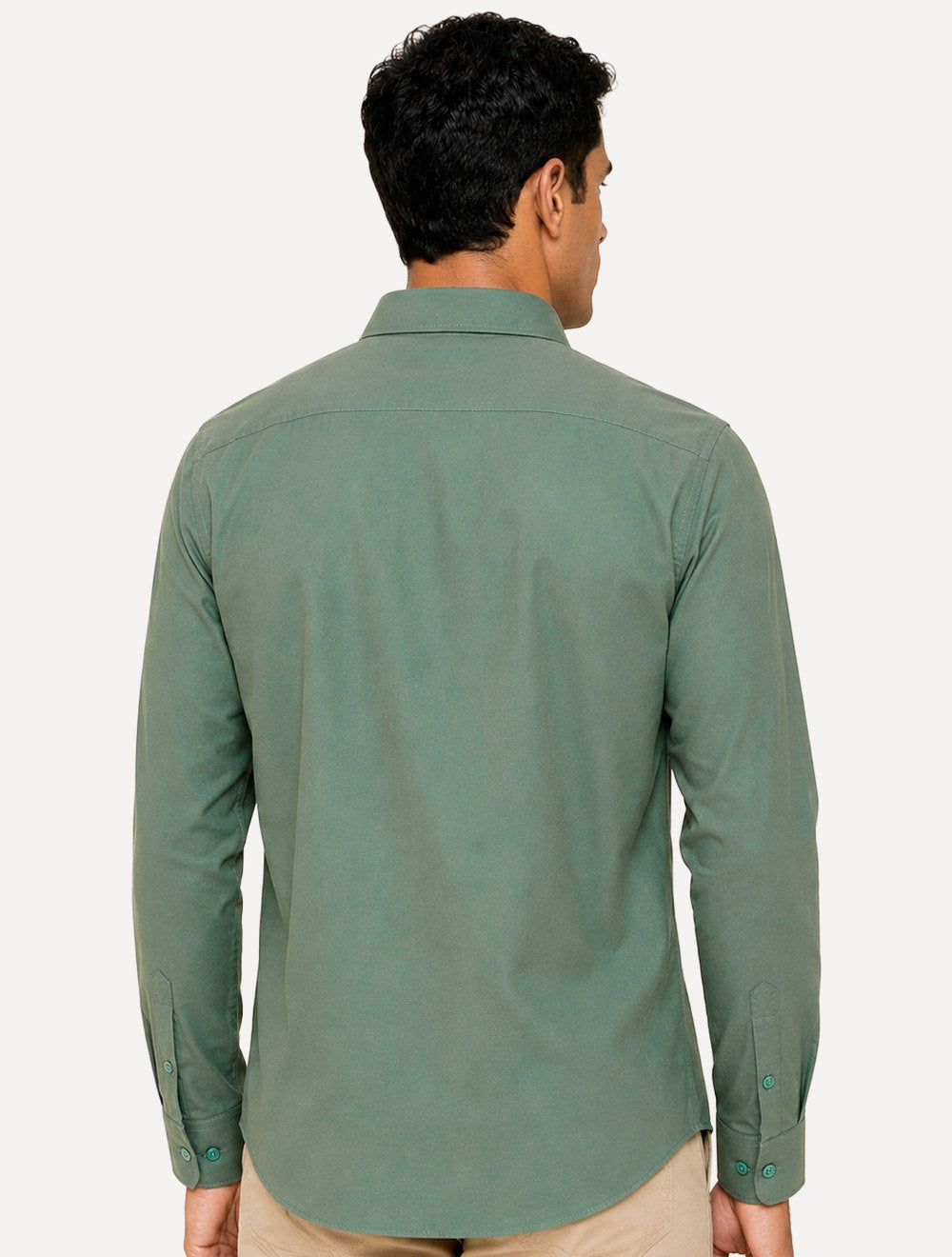 Camisa Dudalina Masculina Slim Superfine Cotton Mono Logo Lisa Tricoline Verde Claro