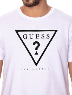 Camiseta Guess Masculina Class Light Hollow Logo Branca
