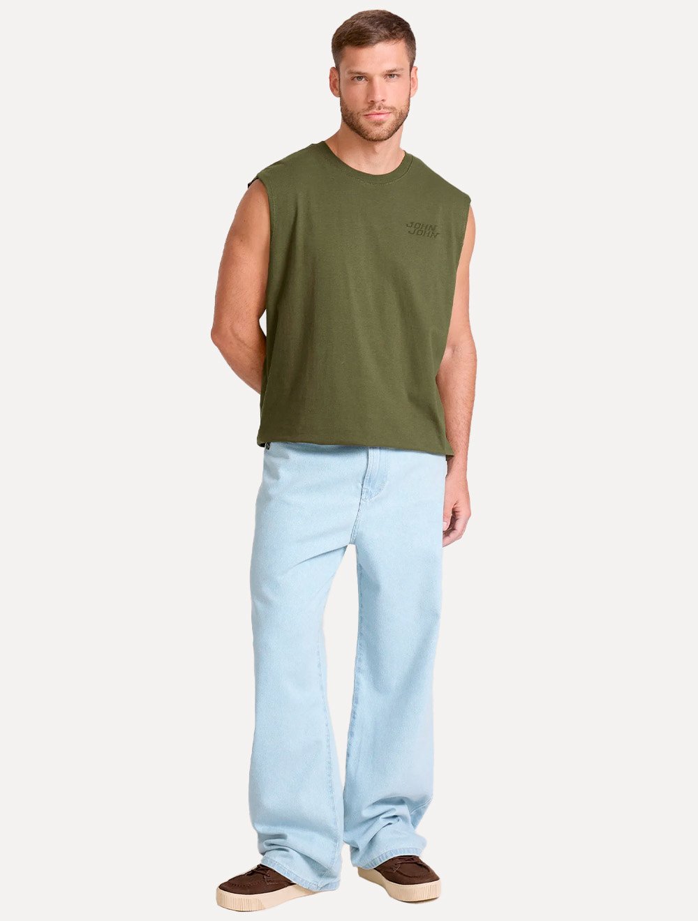Regata John John Masculina Relaxed Fit Dust Logo Verde Militar
