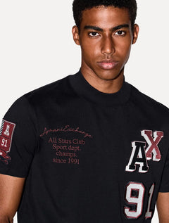 Camiseta Armani Exchange Masculina Regular Multi-Logo Azul Marinho
