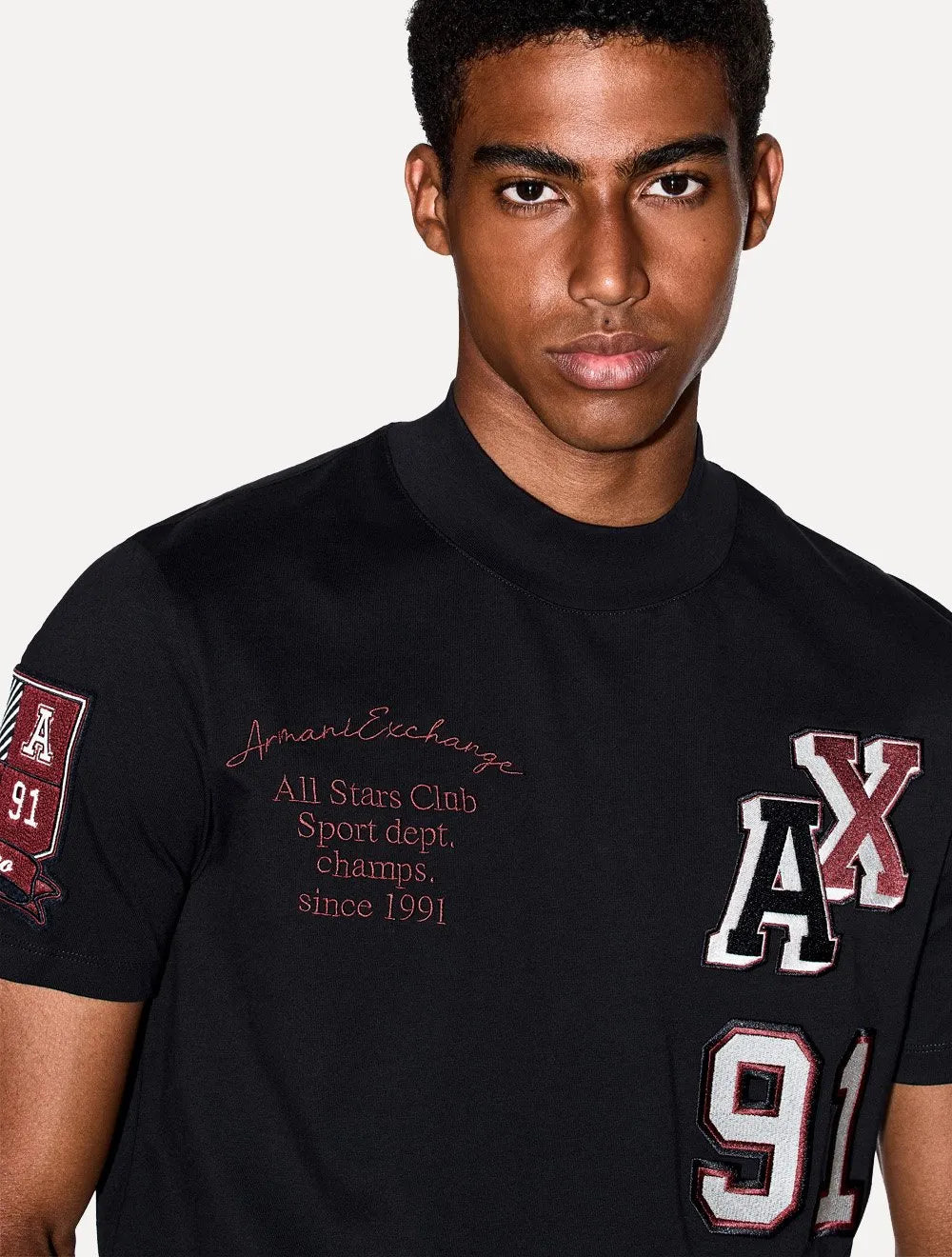 Camiseta Armani Exchange Masculina Regular Multi-Logo Azul Marinho