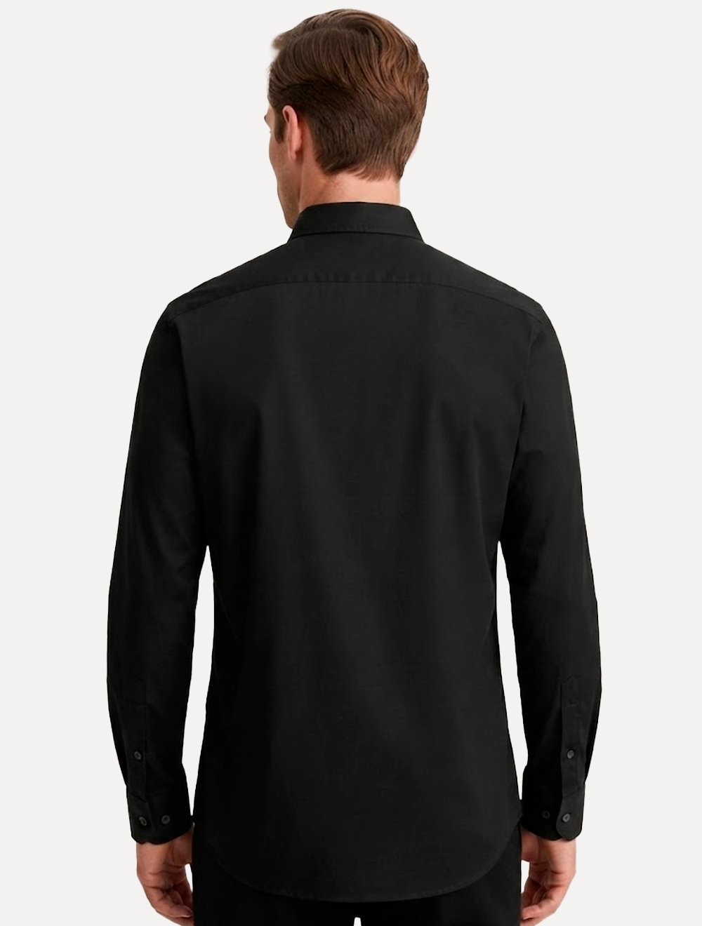 Camisa Dudalina Masculina Slim Superfine Cotton Mono Logo Lisa Tricoline Preta