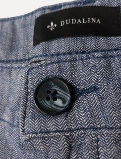 Bermuda Dudalina Masculina Sarja Slim Fio Tinto Azul Mescla Médio