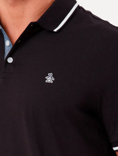 Polo Original Penguin Masculina Malha Jersey Lisa Frisos Preta