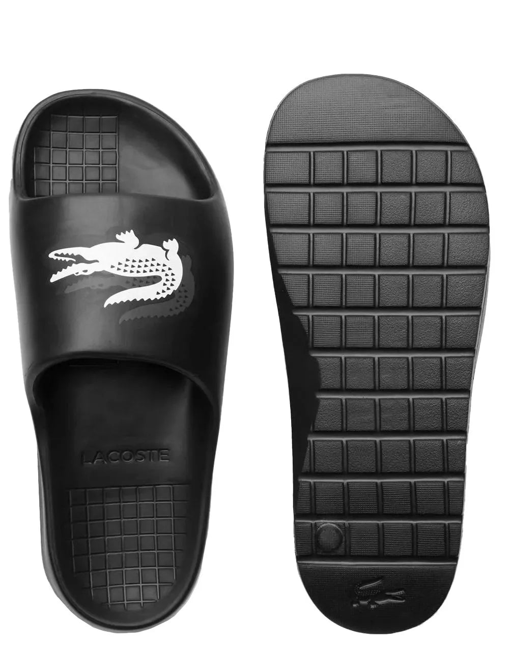 Chinelo Lacoste Masculino Slide Serve Croco Preto
