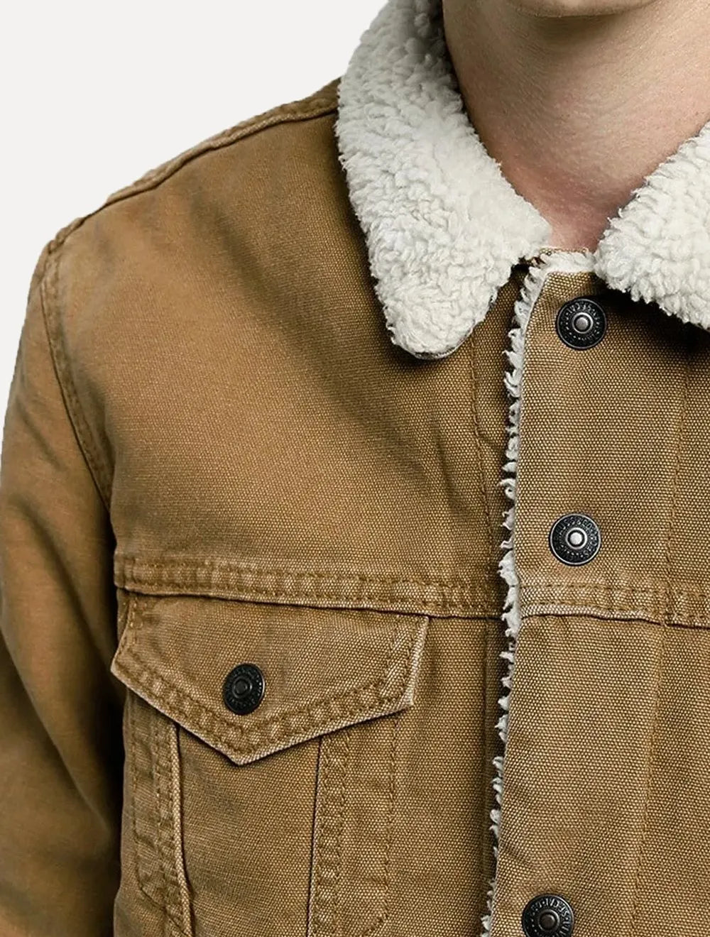 Jaqueta Jeans Levis Masculina Sherpa Trucker Marrom