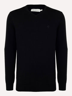 Tricot Dudalina Masculino Decote V Básico Preto