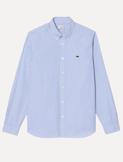 Camisa Lacoste Masculina Regular Stripes Blanc Blue Branca