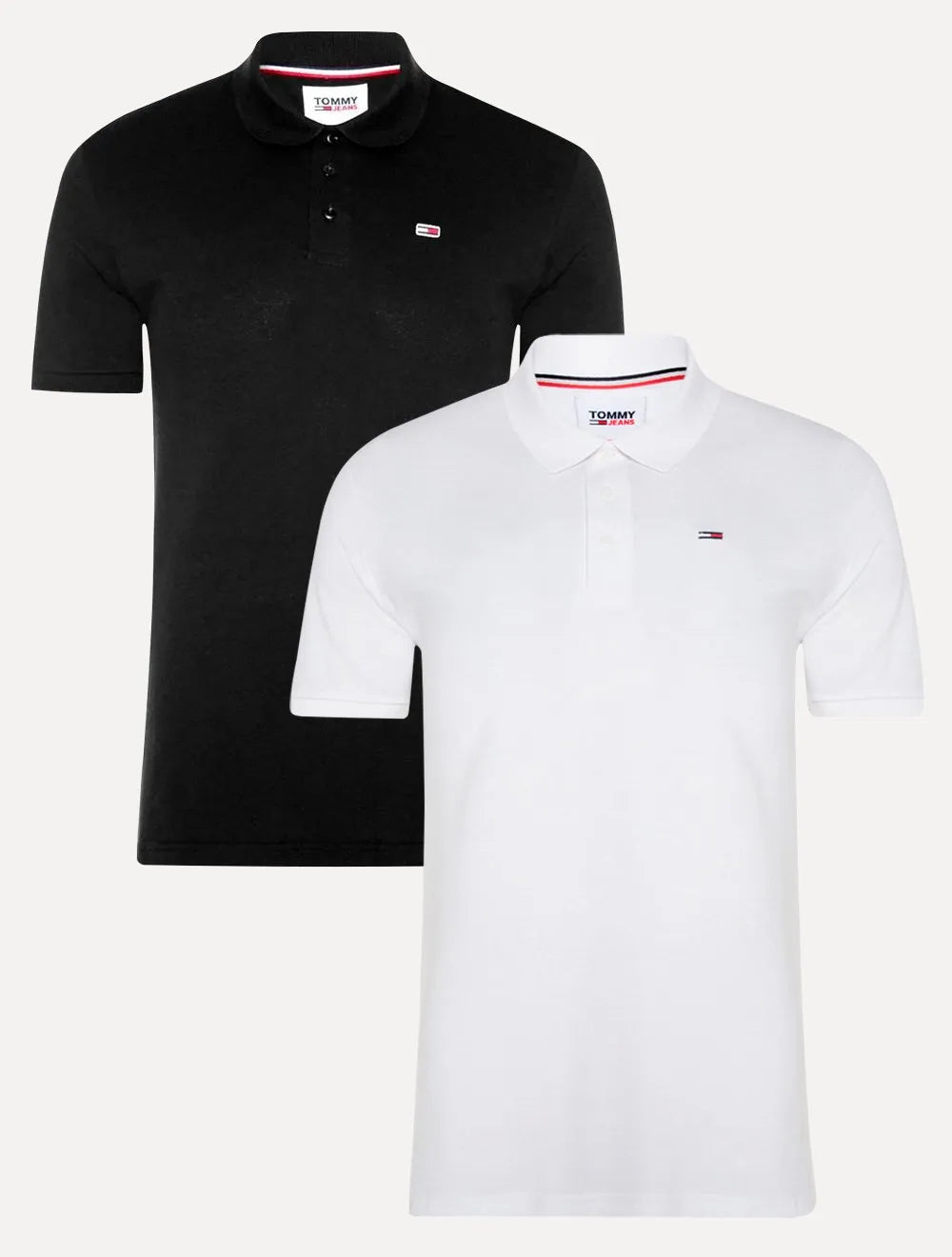 Kit Polos | Tommy Jeans Regular Fine Piquet Preta/Branco