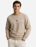 Moletom Tommy Hilfiger Masculino Fleece Logo Crewneck Cáqui