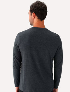 Camiseta Aramis Masculina Manga Longa Basica Logo Grafite Mescla