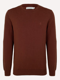 Suéter Dudalina Masculino Tricot Crewneck Basico Marrom