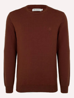 Suéter Dudalina Masculino Tricot Crewneck Basico Marrom