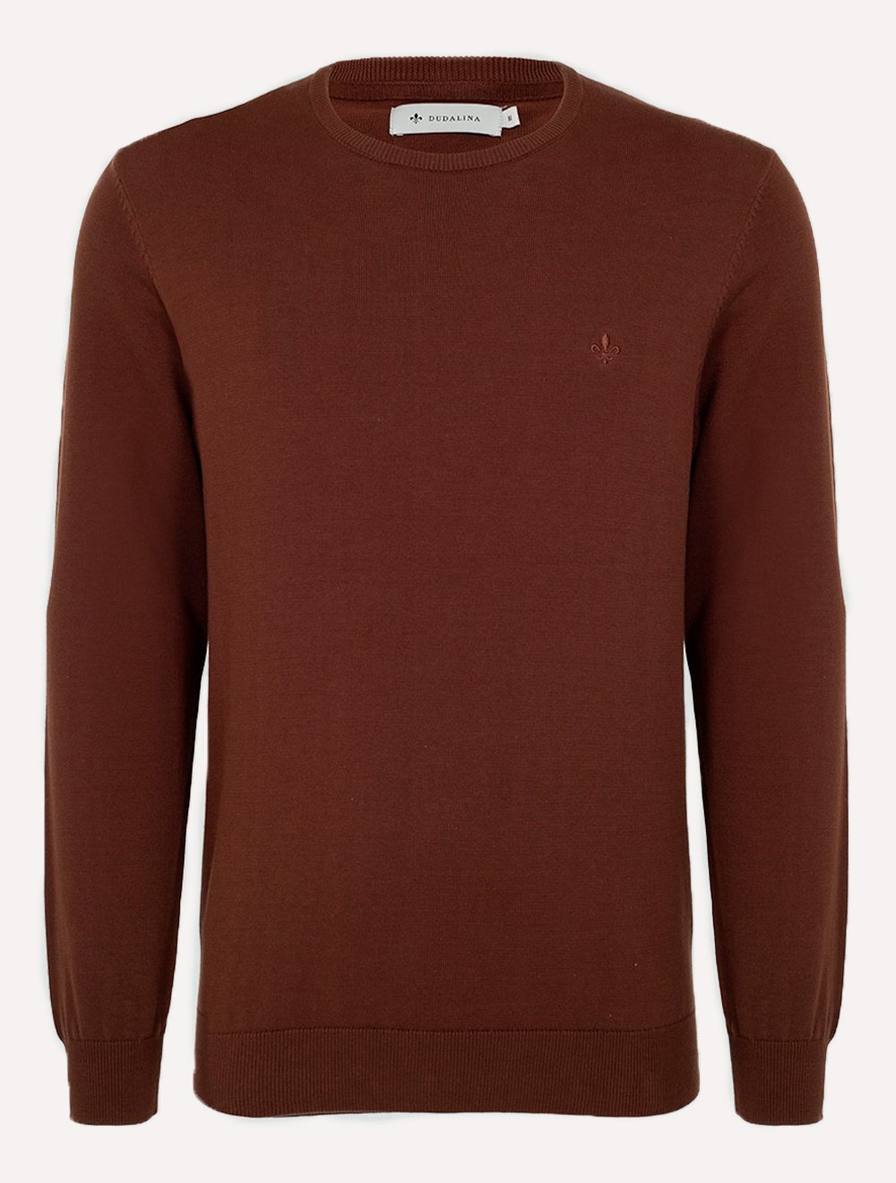 Suéter Dudalina Masculino Tricot Crewneck Basico Marrom