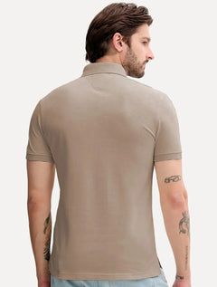 Polo Tommy Hilfiger Masculina Piquet Regular Placket Marrom Claro