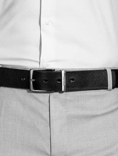 Cinto Aramis Masculino Couro Lines Marrom Café/Preto