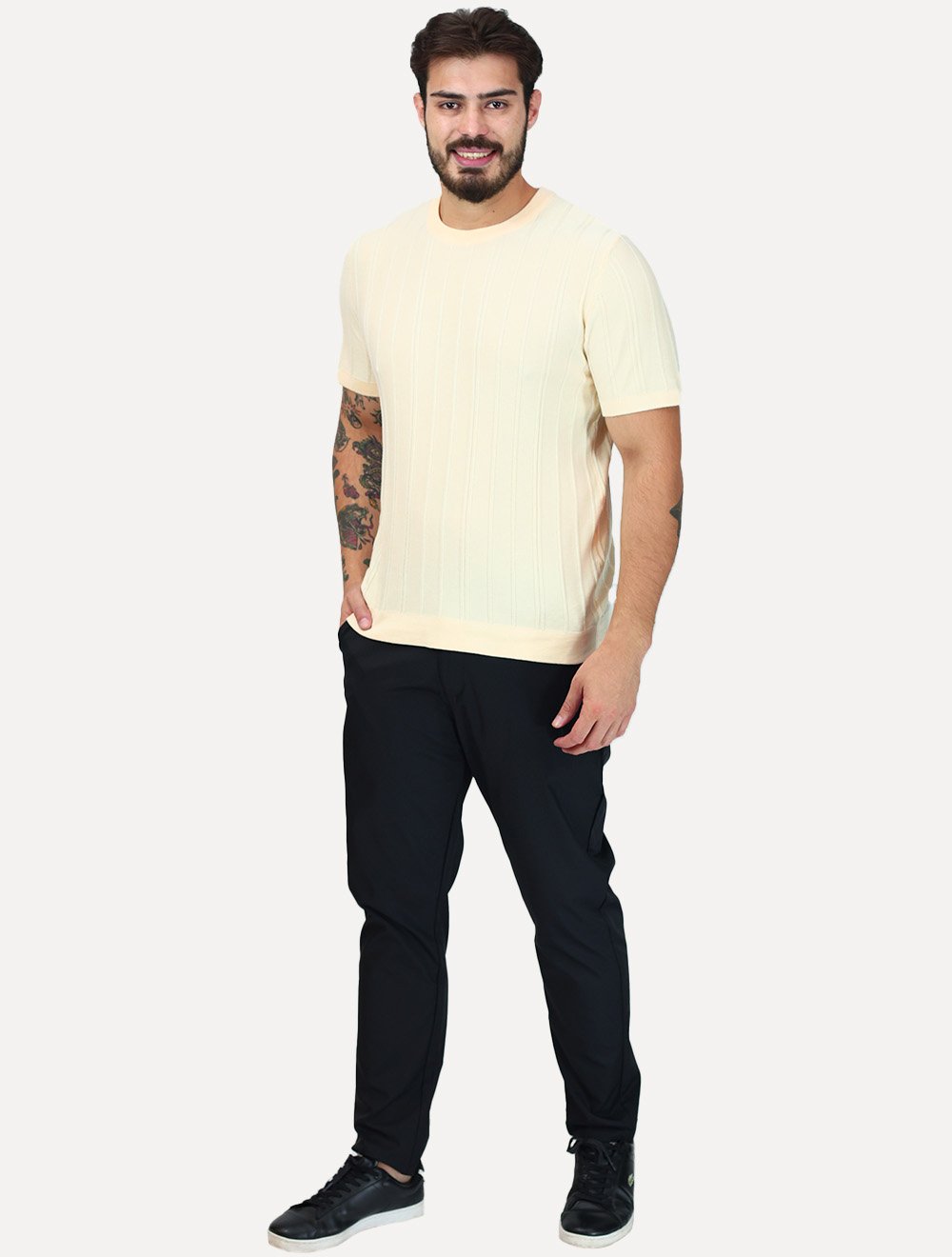 Tricô Dixen Manga Curta Gola Careca Off-White