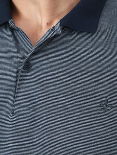 Polo Dudalina Masculina Essential Regular Listrada Azul Marinho