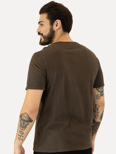 Camiseta Ellus Masculina Cotton Fine Classic Logo Marrom Escuro