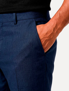 Calça Calvin Klein Masculina Viscose Linho Botão Azul Marinho