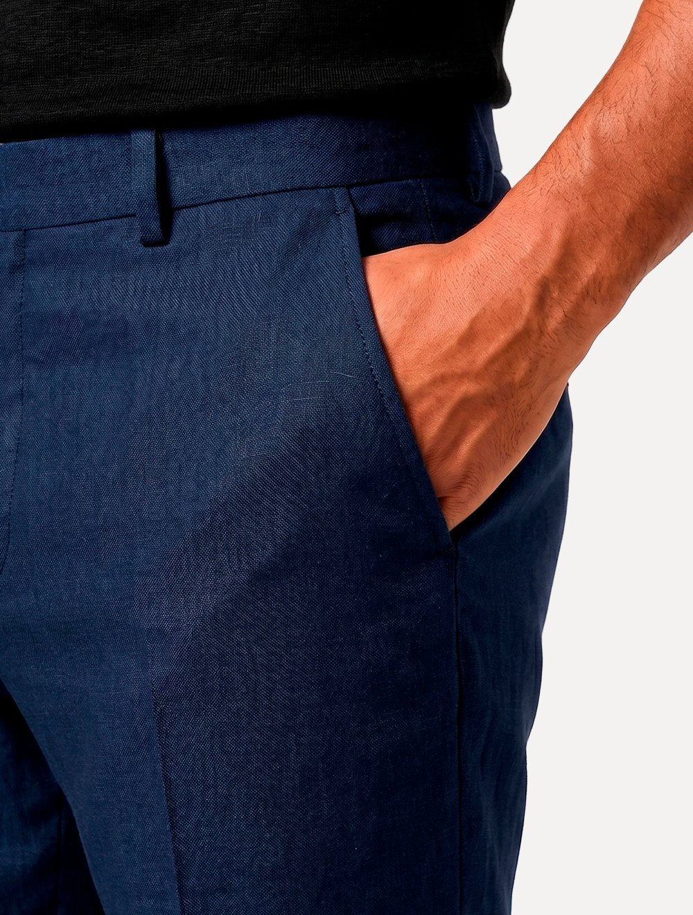 Calça Calvin Klein Masculina Viscose Linho Botão Azul Marinho