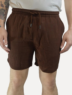 Short Reserva Masculino Casual Linho Rustic Marrom