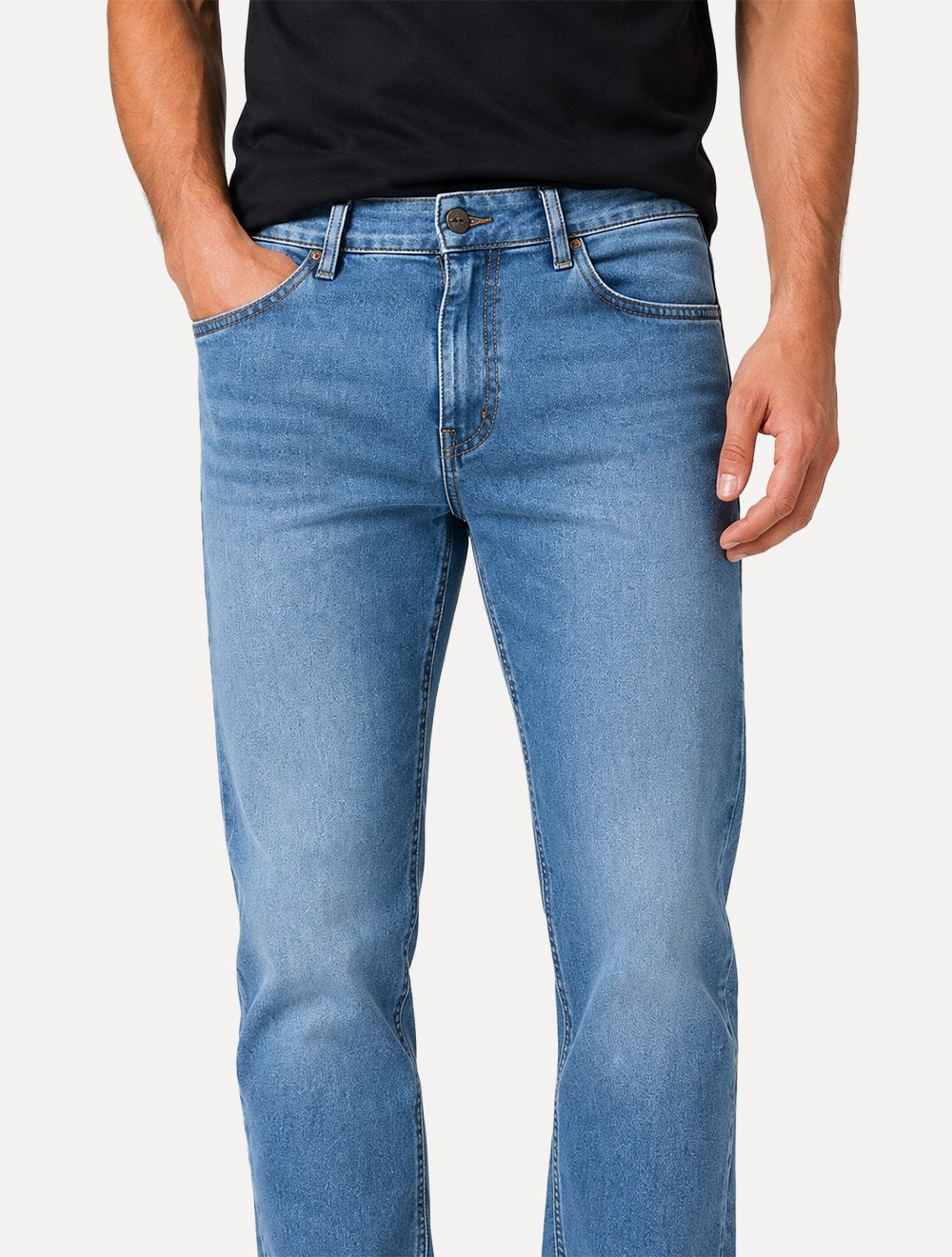 Calça King & Joe Jeans Masculina Soft Denim Blue Regular Azul Médio