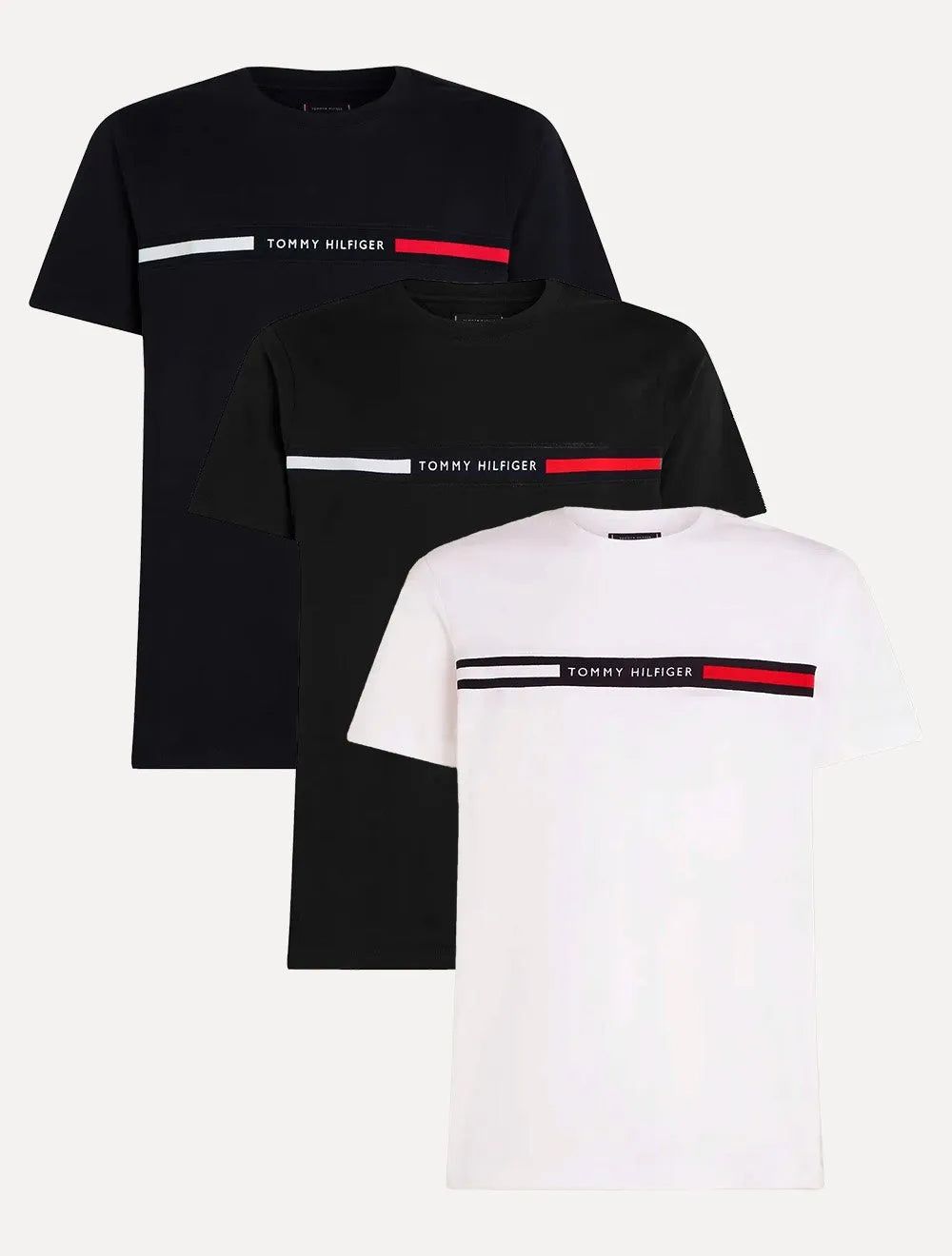 Kit Camisetas Tommy Hilfiger | Chest Insert Logo Azul Marinho/Branca/Preta 3UN