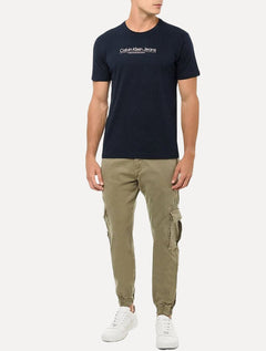 Camiseta Calvin Klein Jeans Masculina Slim Estampa Centro Cidades Azul Marinho