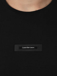 Camiseta Calvin Klein Jeans Masculina Logo Leather Center Preta