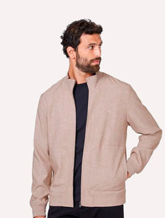 Jaqueta Dudalina Masculina Bomber Alfaiataria Cáqui Mescla